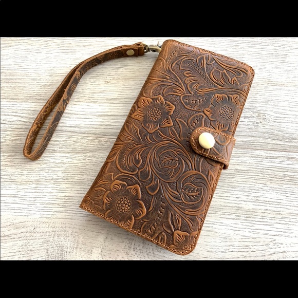 Handmade Leather Goods Accessories - New Leather IPhone 11 wallet case, phone case.